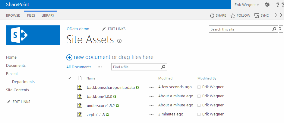 JavaScript-Bibliotheken in einer Dokumentenbibliothek JavaScript-Bibliotheken in einer Dokumentenbibliothek