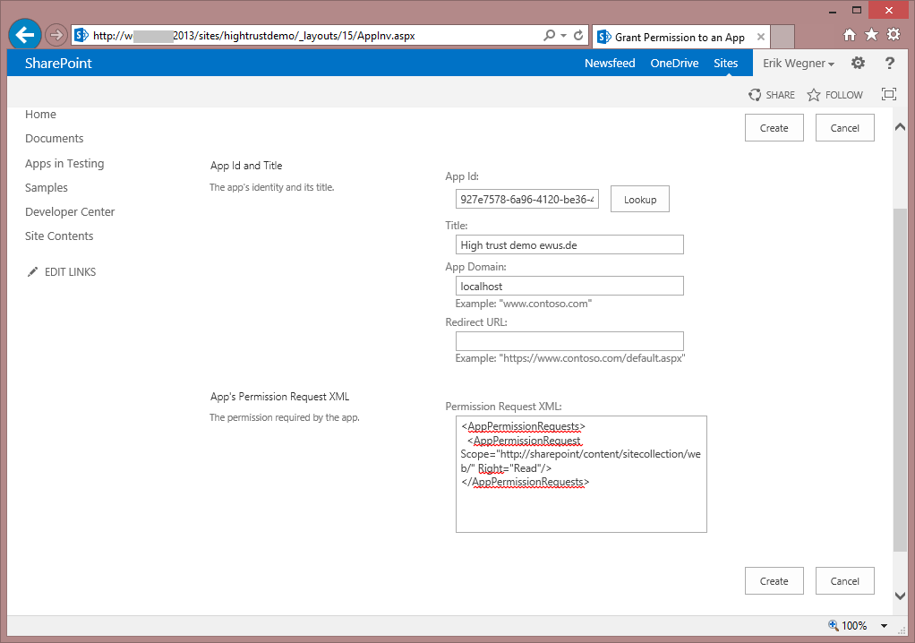 AppInv mit Berechtiungen