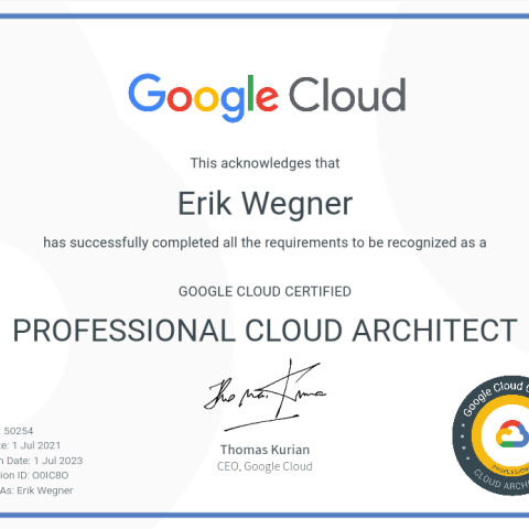 Professional Cloud Architect Certificate