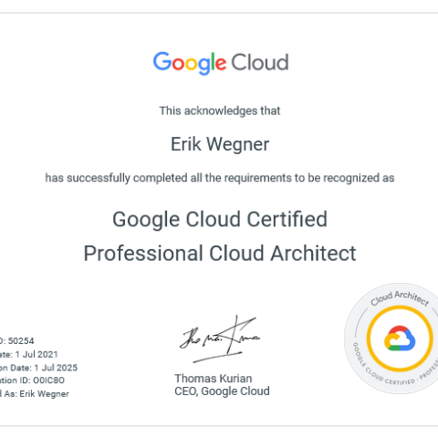 Professional Cloud Architect Certificate 2023