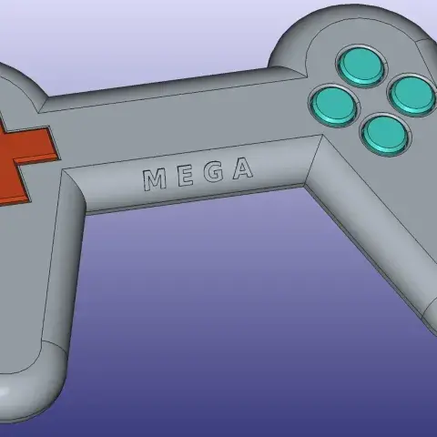 Die grafische Darstellung des 3D-Modells eines Konsolen-Controllers mit Richtungs- und Aktionstasten.